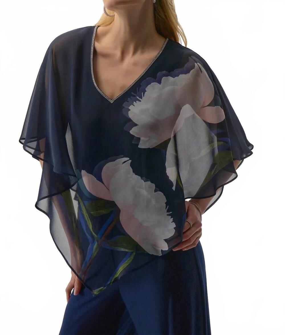 NEW JOSEPH RIBKOFF print v-neck poncho top